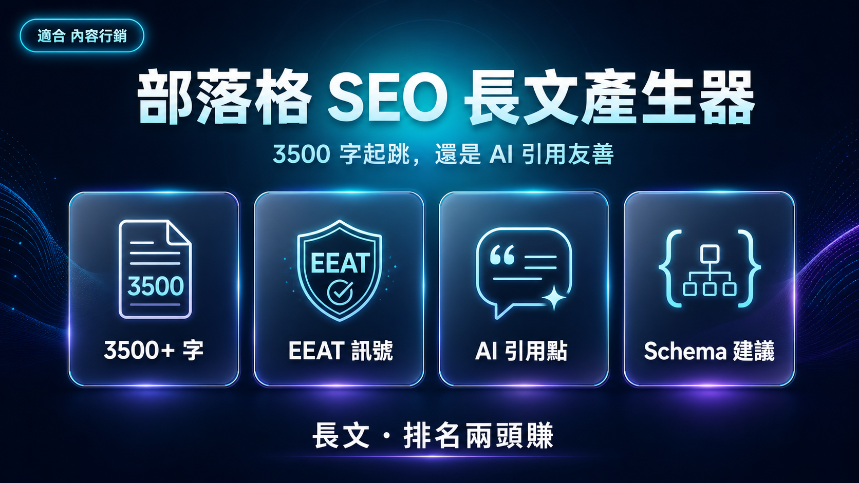 部落格 SEO 長文產生器|3500 字起跳,還是 AI 引用友善的那種