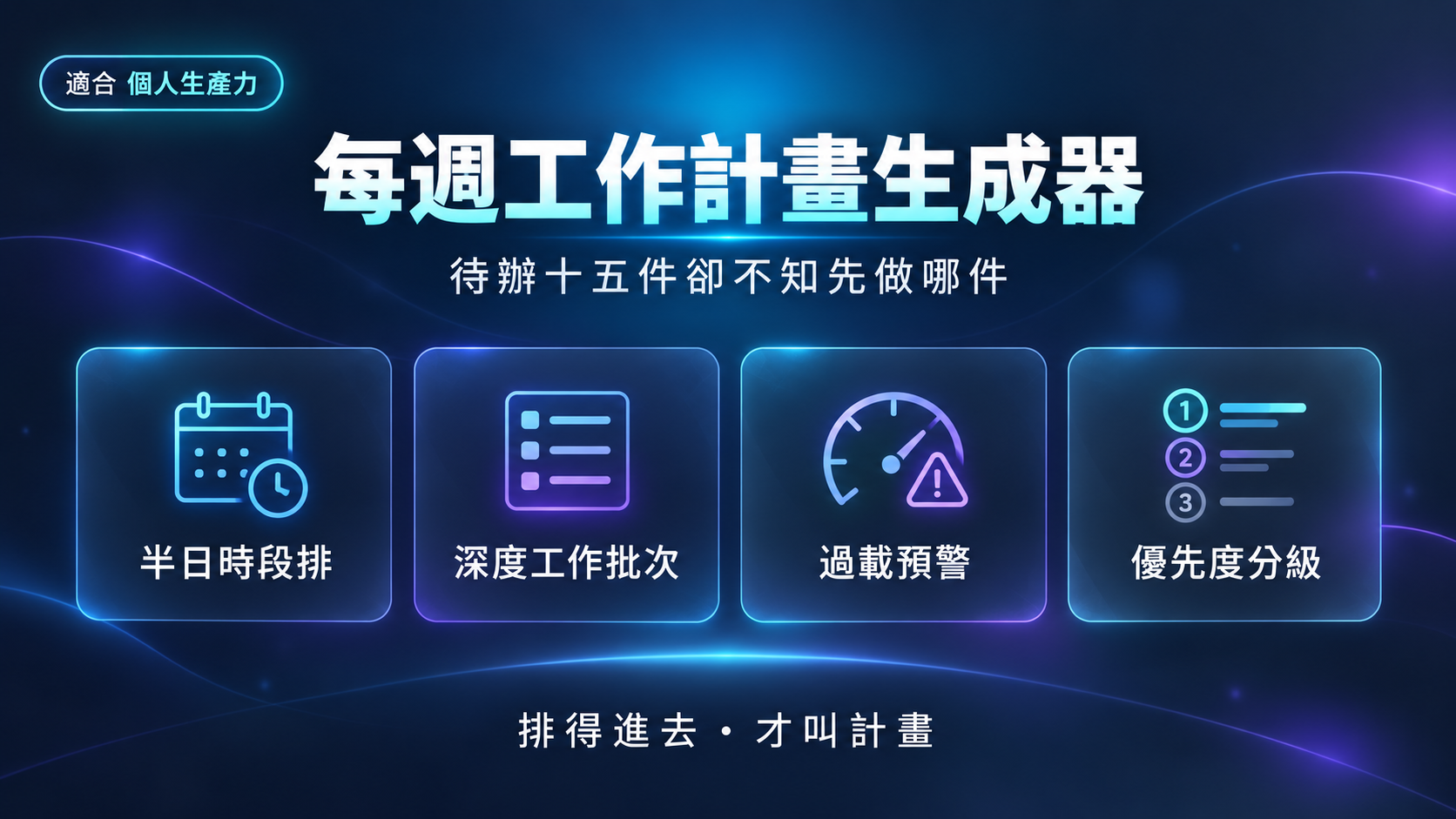每週工作計畫生成器|待辦列了 15 件,還是不知道先做哪件